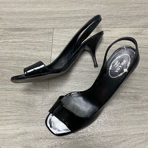 Authentic Prada Black Patent Slingback Heels size 38 1/2